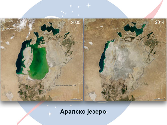 Аралско језеро 2000 и 2014. године - Фото: РТРС