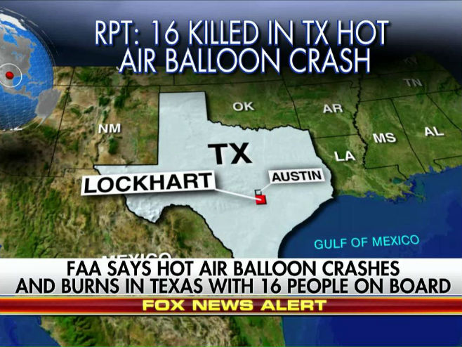 Тексас: Запалио се балон са топлим ваздухом (фото: Twitter @FoxNews) - 