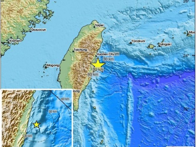 Земљотрес погодио Тајван (Фото: EMSC Twitter) - 